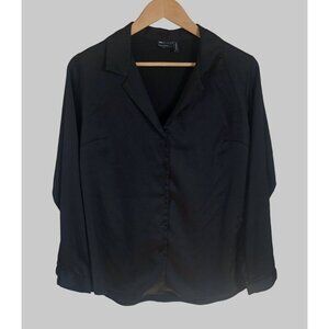ASOS Design Black Button-Up Blouse Shirt Women's 6 Minimalist Capsule Wardrobe